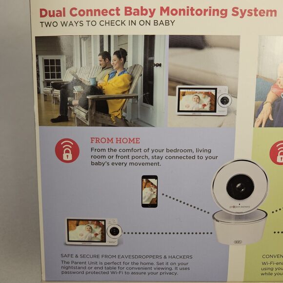 Project Nursery 5" HD Dual Connect Wi-Fi Baby Monitor System Registry Camera - Picture 7 of 16